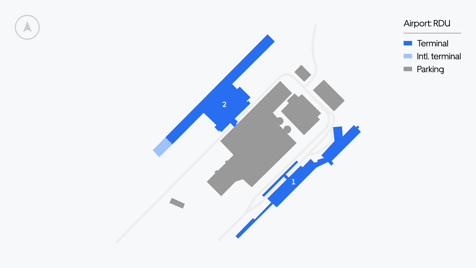 罗利-达勒姆国际机场 (RDU) 地图