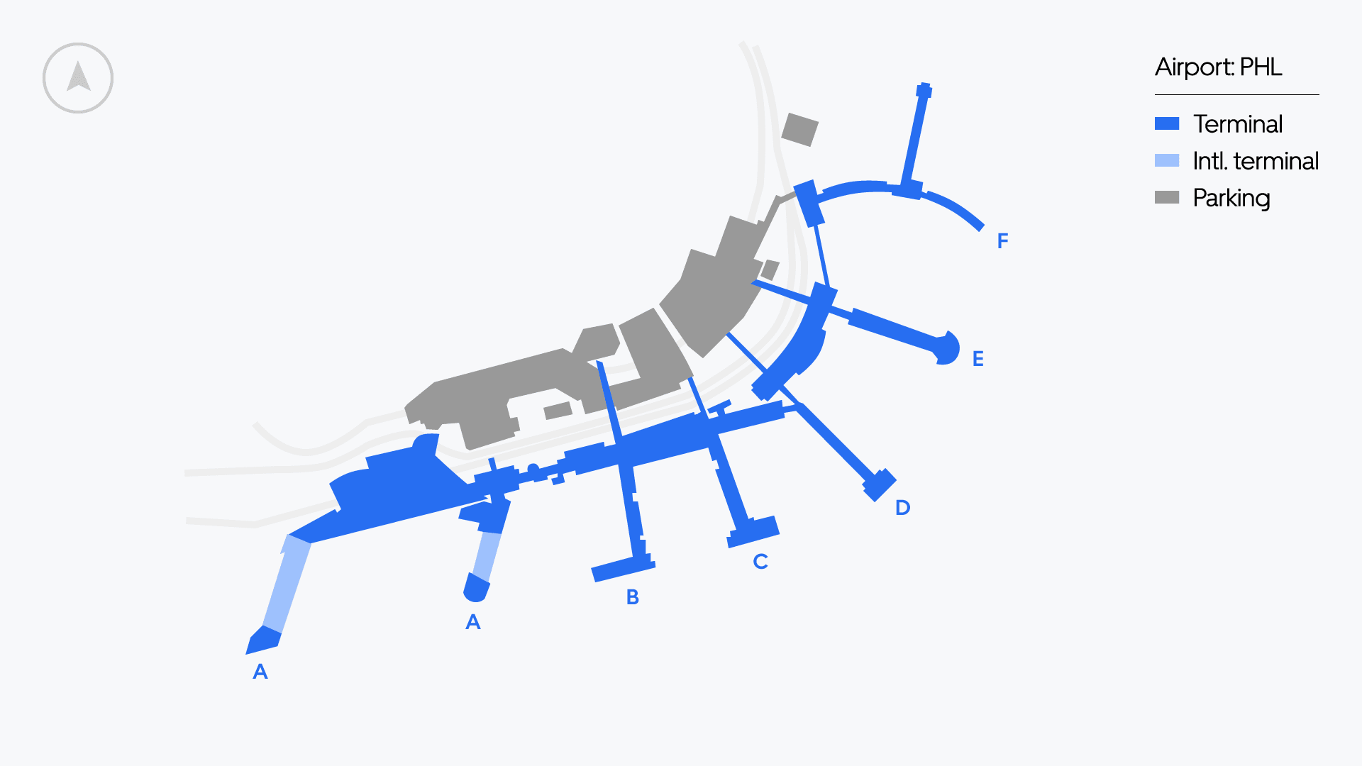 Kart over Philadelphia lufthavn
