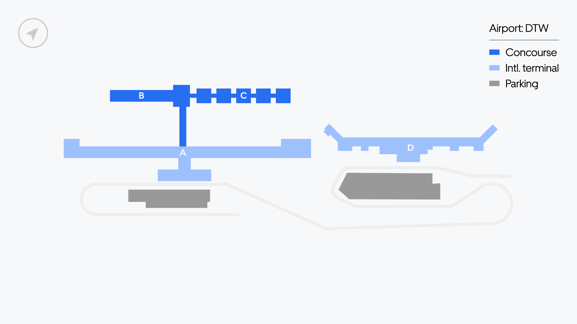 Mapa del Aeropuerto Metropolitano del Condado de Wayne de Detroit