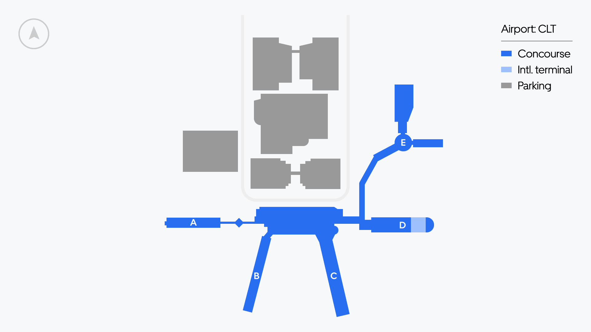 Plattegrond van CLT Airport