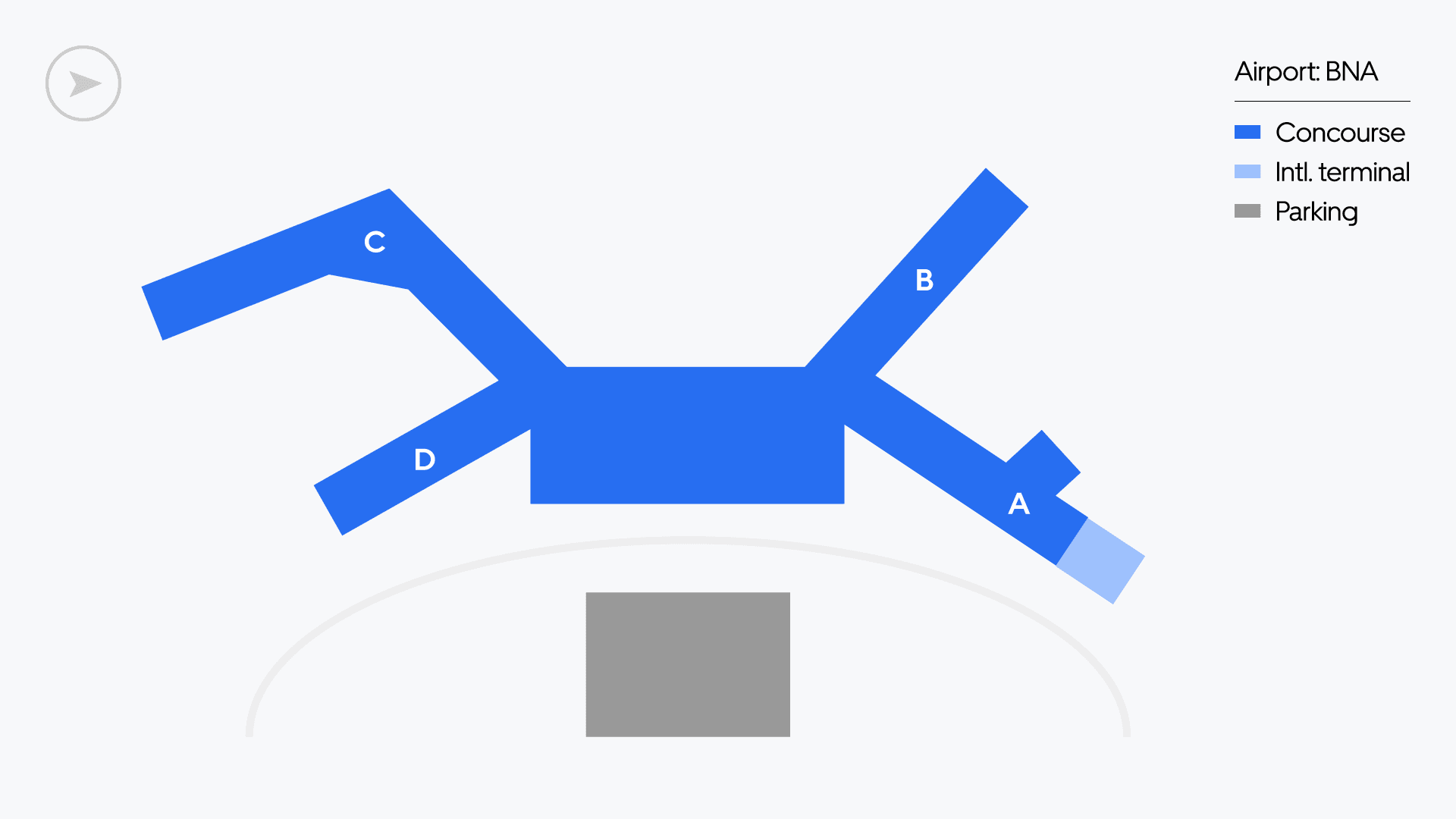 Mapa del Aeropuerto Internacional de Nashville