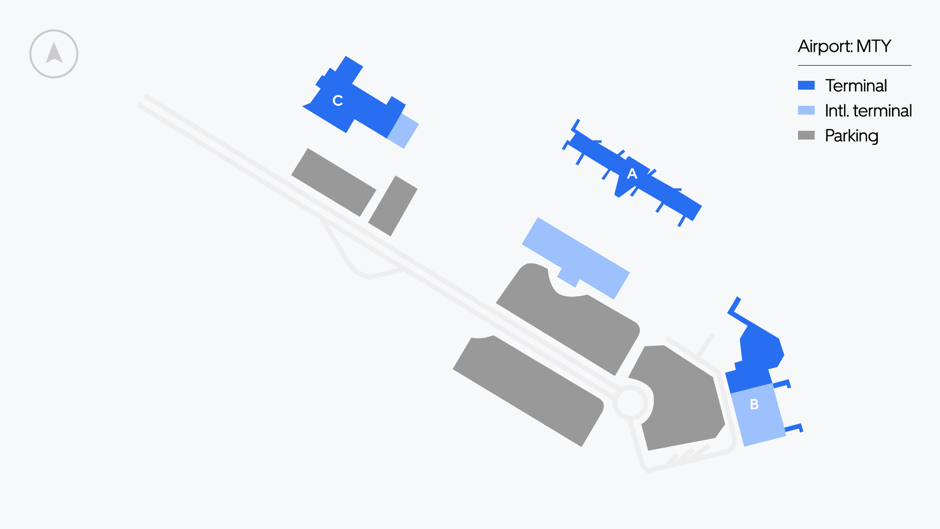 Mapa del Aeropuerto Internacional General Mariano Escobedo