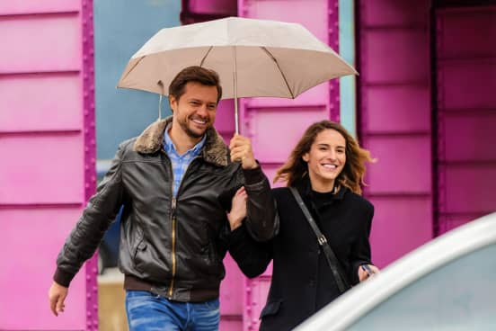 Couple with umbrella
