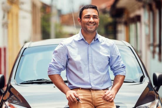 Driver smiling