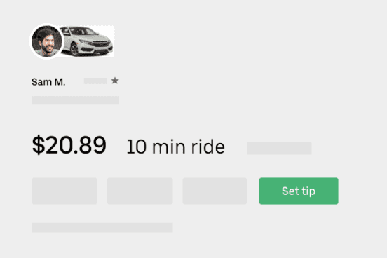 Dashboard UI for completed trip with details