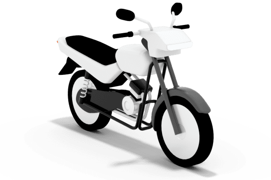 Ilustración tridimensional de una motocicleta blanca