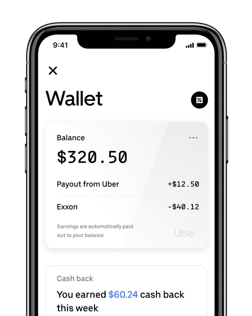 Sample Uber Wallet (source: Uber)
