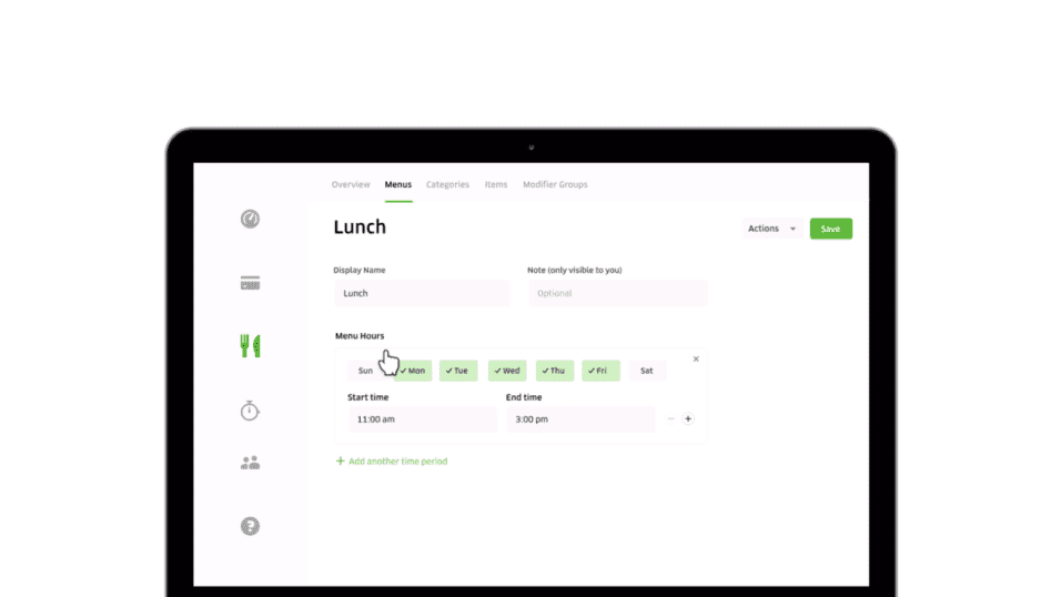 Uber shop eats menu
