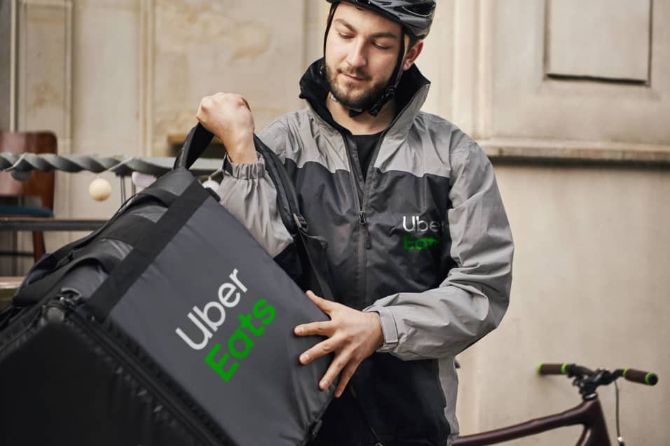 uber eats delivery with bicycle