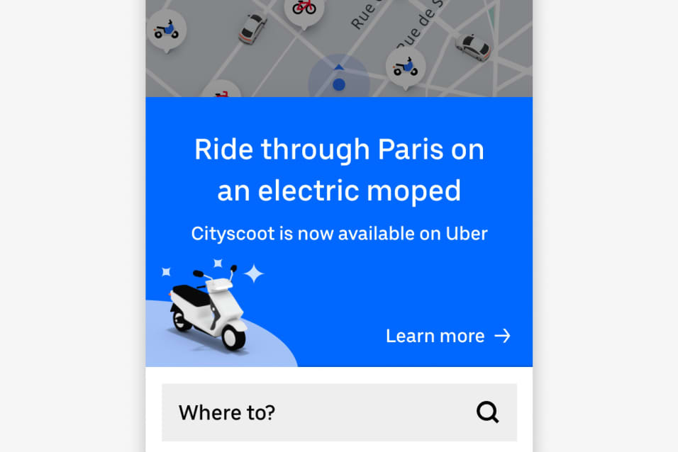Uber app clearance for scooters