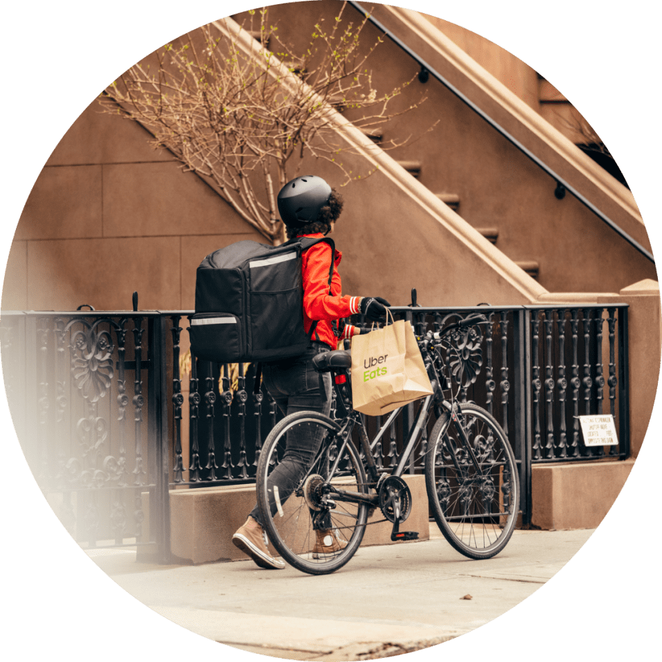 Uber eats on store bicycle